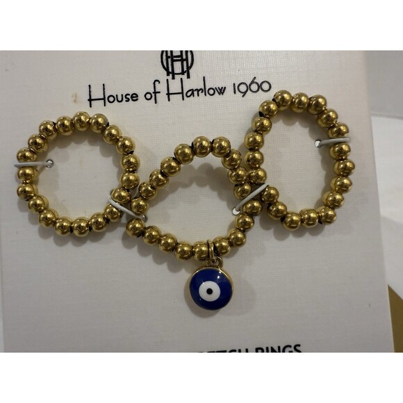 House of Harlow 1960 Set of 3 Stretch Rings WATERPROOF & TARNISH RESISTANT NEW - Picture 6 of 8